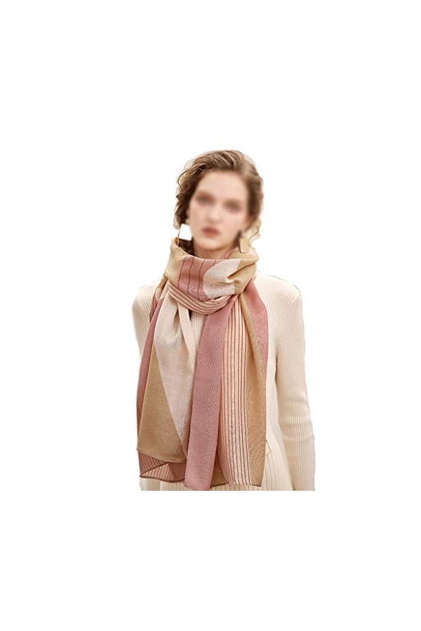 TYXL Foulard de Soie Femme, Écharpe Femmes Dames Laine Écharpe Automne Hiver Mode et Imprimer Long Hiver Chaud Motif Géométri