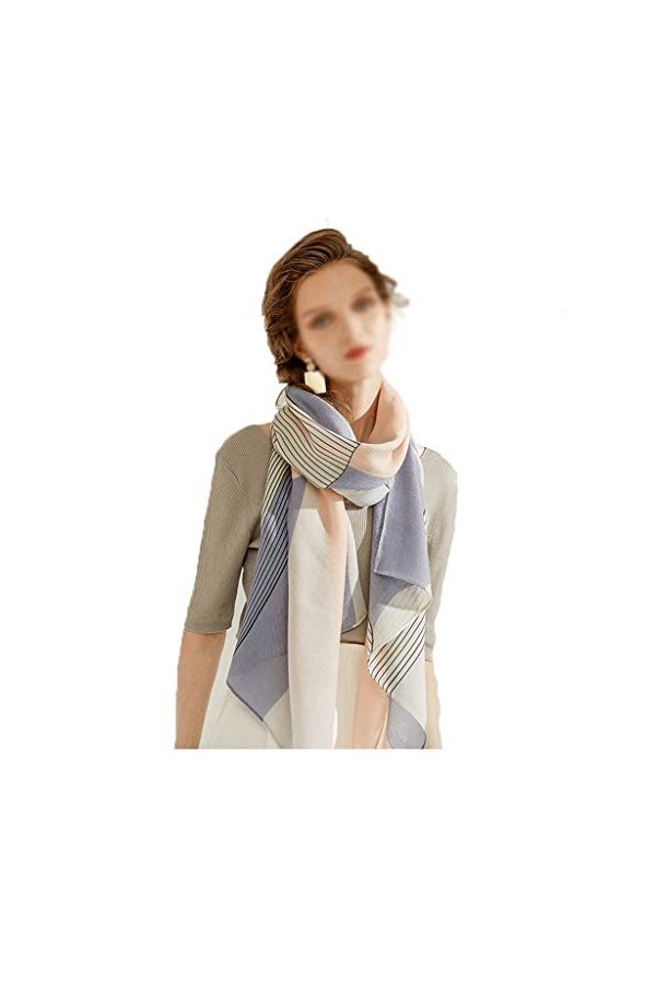 TYXL Foulard de Soie Femme, Écharpe Femmes Dames Laine Écharpe Automne Hiver Mode et Imprimer Long Hiver Chaud Motif Géométri