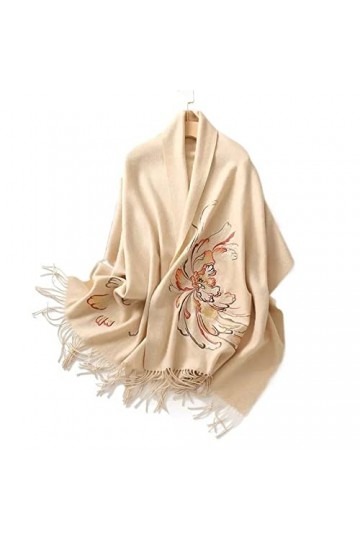 KIZQYN Femme Châle Robe écharpe en Laine Chaude dautomne et dhiver avec écharpe brodée à la Main châle comme Cadeau de Vaca