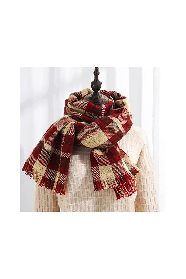 Écharpe pour femme Écharpe dhiver en cachemire de style britannique à carreaux double face Écharpe chaude pour hommes et fem