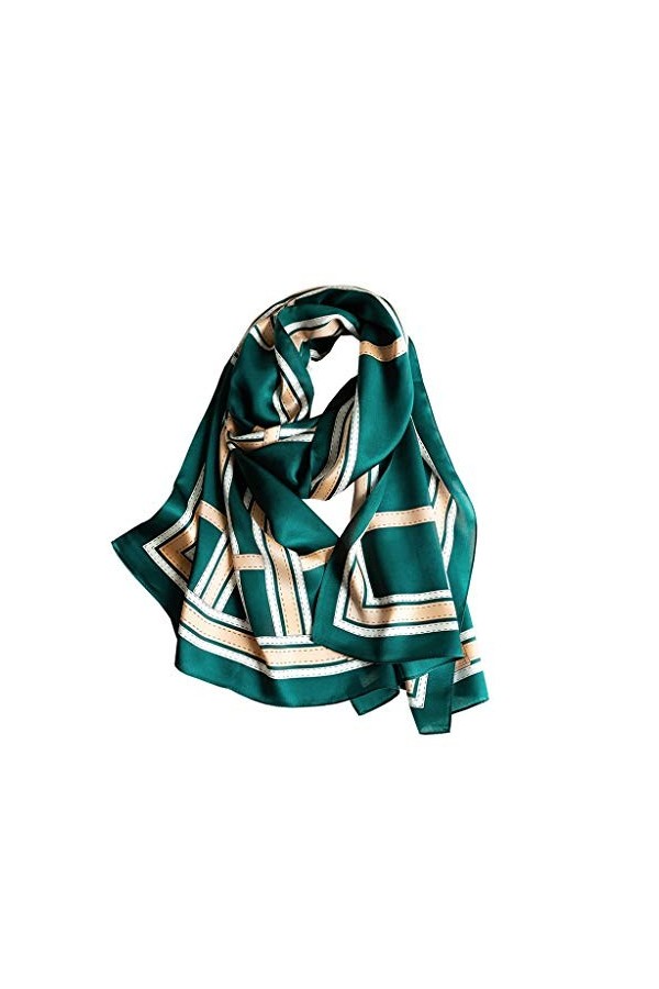 Écharpe en Soie satinée Femme Printemps et été Écharpe en Soie Longue Assortie Châle Écharpe en Soie