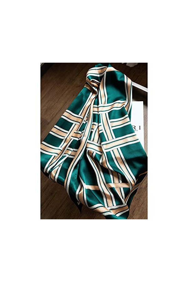 Écharpe en Soie satinée Femme Printemps et été Écharpe en Soie Longue Assortie Châle Écharpe en Soie