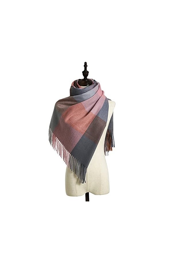 ACiyD Écharpe en Cachemire Femmes écharpe à Carreaux Hiver Chaud châle Wrap Bandana Long Gland O Taille Unique