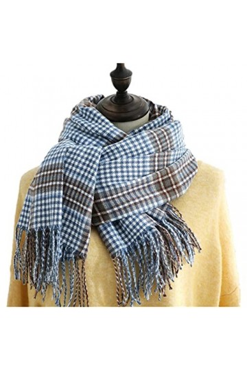 ACiyD Écharpe en Cachemire Écharpe à Carreaux pour Femmes en Cachemire Écharpe Chaude dhiver châle Wrap Bandana Bleu A 
