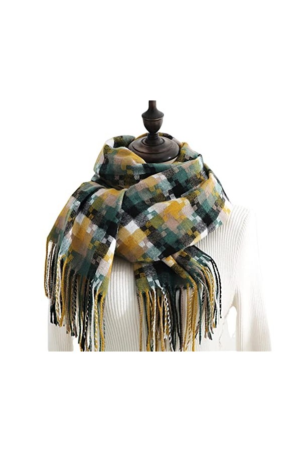 ACiyD Écharpe en Cachemire Femmes écharpe Hiver Chaud châle Wrap Bandana Longue Gland Foulard Couverture E Taille Unique 