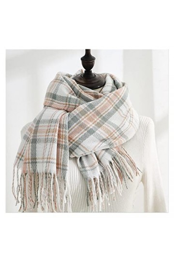 ACiyD Écharpe pour Dames Écharpe dhiver Femme Cachemire Chaud ColorPlaid Foulard Femme Écharpes Wrap Épais Doux Gros Glands 