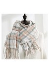 ACiyD Écharpe pour Dames Écharpe dhiver Femme Cachemire Chaud ColorPlaid Foulard Femme Écharpes Wrap Épais Doux Gros Glands 