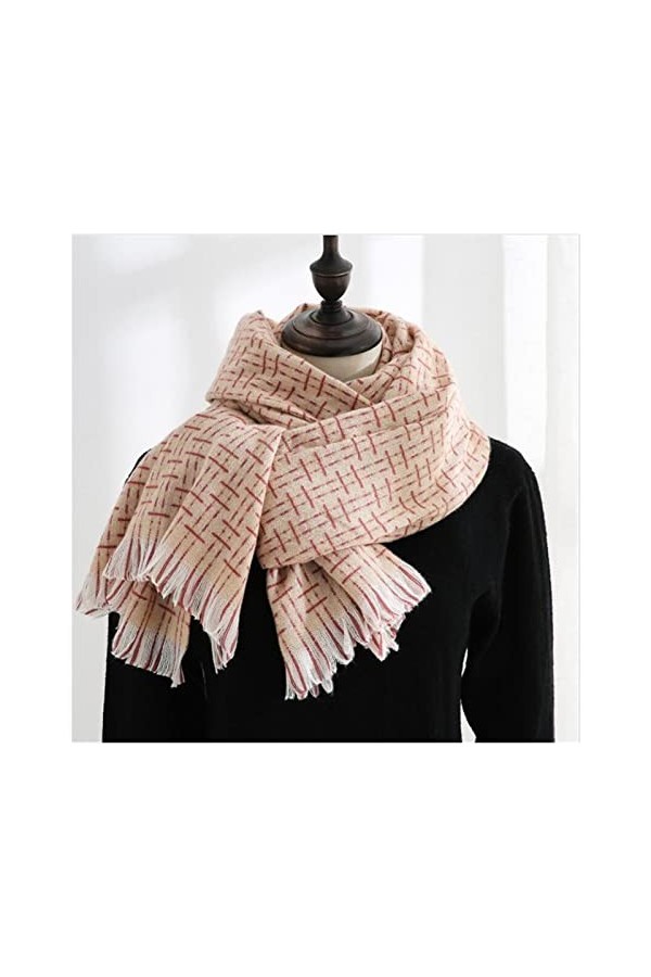 ACiyD Écharpe pour Dames Écharpe dhiver Femmes Cachemire Chaud Stripe Foulard Femme Écharpes Wrap Épais Doux Gros Glands Châ