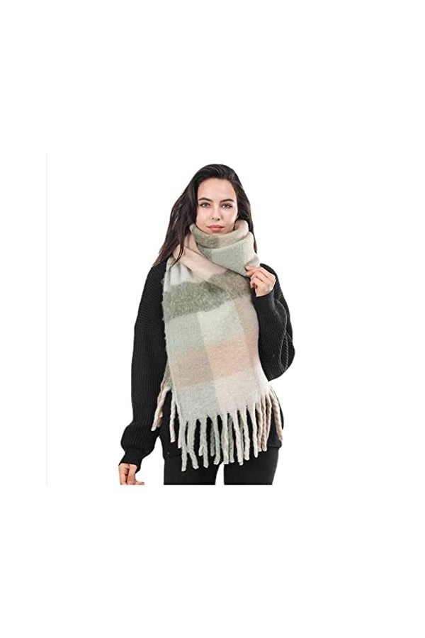 Écharpe pour dames Écharpe dhiver Femmes Cachemire Chaud Plaid Foulard Femme Écharpes Wraps Épais Doux Gros Glands Châle Lon