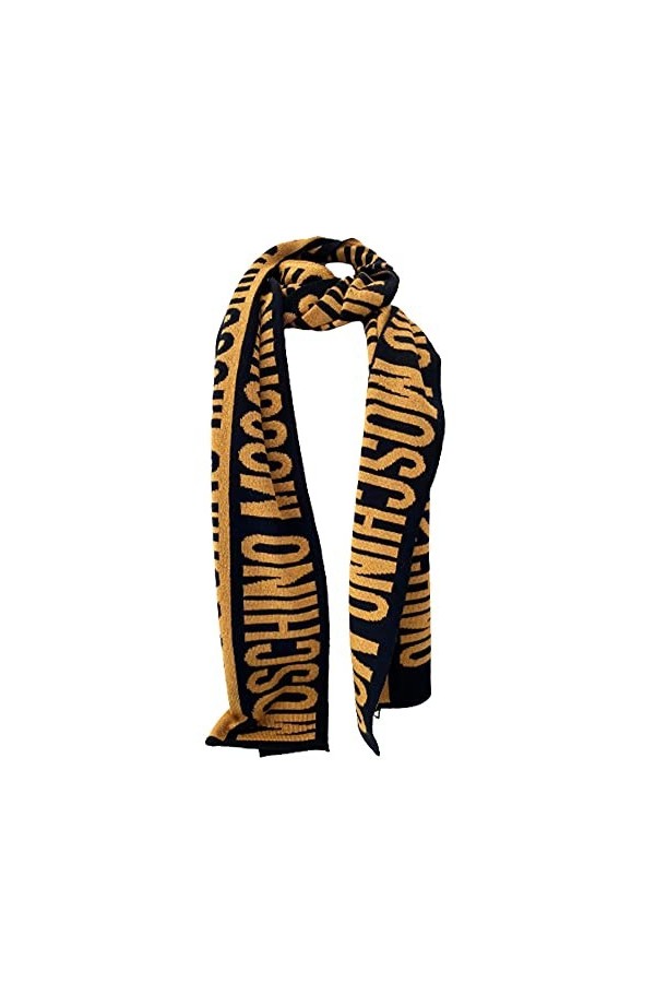 Moschino Écharpe fantaisie logo lurex jaune et noir
