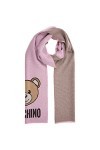 Moschino Écharpe rose lurex avec visage teddy, rose, 30x190cm