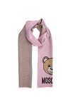 Moschino Écharpe rose lurex avec visage teddy, rose, 30x190cm