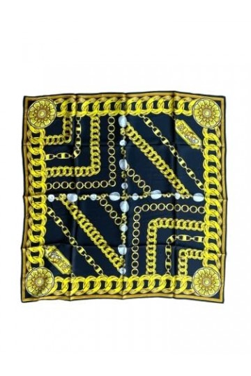 VERSACE JEANS COUTURE Écharpe en satin de soie avec perles Noir/doré, Noir , taille unique