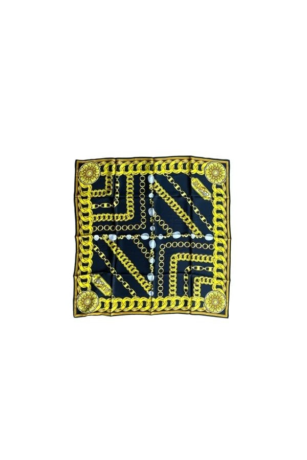 VERSACE JEANS COUTURE Écharpe en satin de soie avec perles Noir/doré, Noir , taille unique