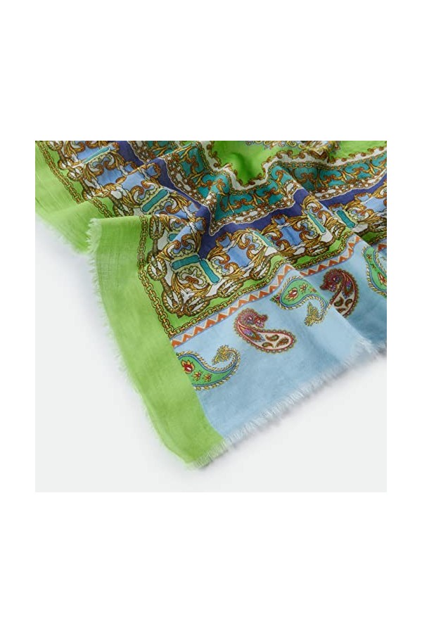 CODELLO Écharpe dété légère pour femme dans un mélange de motifs élégant en coton biologique durable, vert, taille unique