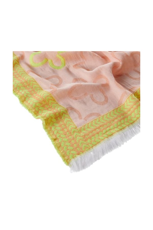 Codello Écharpe avec logo pour femme en coton biologique avec accents fluo orange, Orange, 100 x 180 cm