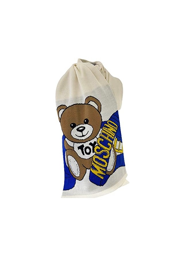 Moschino Écharpe crème teddy, crème, 30x180cm