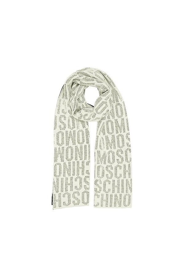 MOSCHINO Écharpe en laine, fabriquée en Italie, dimensions 30 x 180 cm, Blanc, 30x180cm, Écharpe
