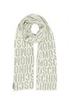MOSCHINO Écharpe en laine, fabriquée en Italie, dimensions 30 x 180 cm, Blanc, 30x180cm, Écharpe