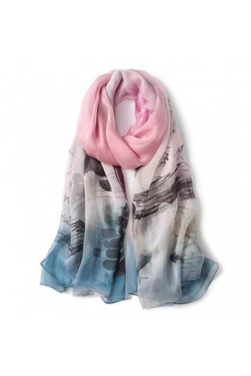 Foulards Écharpe en soie pour femmes crème solaire longue écharpe en soie imprimée écharpe à double usage gland long châle em