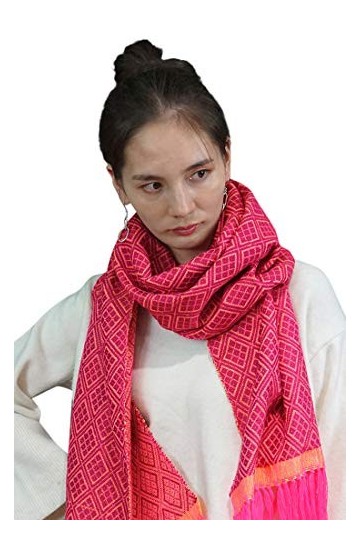Interact China Echarpe femme éthnique 100% tissée à la main écharpe élégante réversible foulard long châle commerce équitable