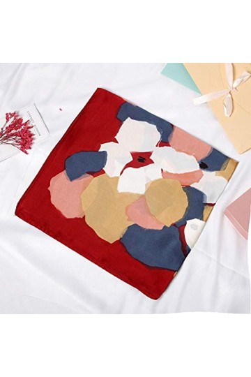 TONZN Petite écharpe carrée pour femme, écharpe tendance simple imprimée-farine de riz_70 x 70 cm, écharpe carrée unie en mou