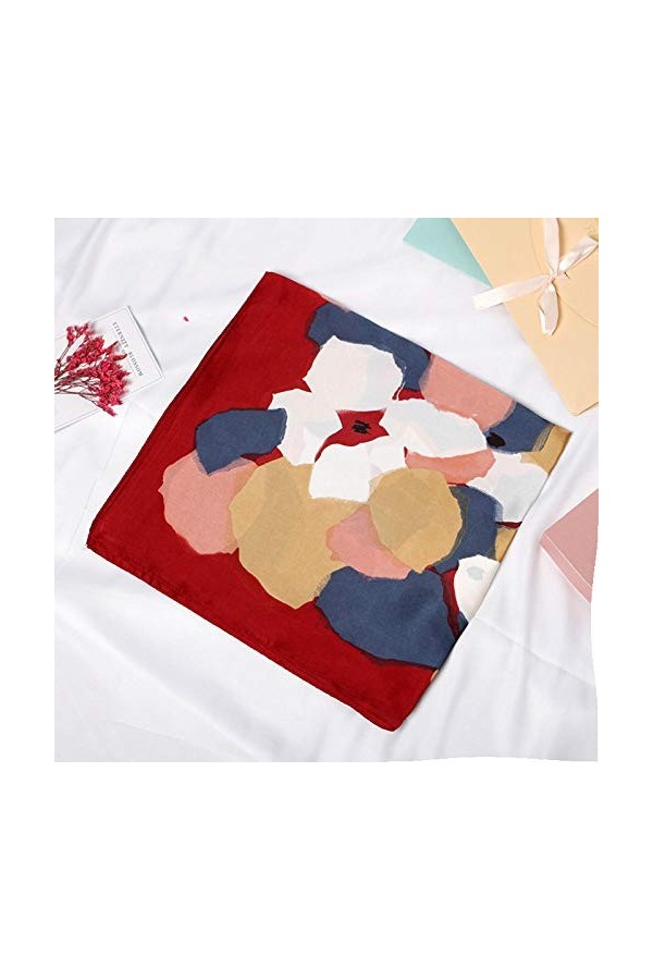 TONZN Petite écharpe carrée pour femme, écharpe tendance simple imprimée-farine de riz_70 x 70 cm, écharpe carrée unie en mou