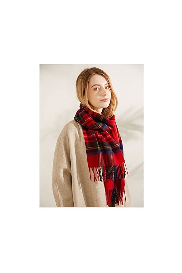 Châle dHiver Écharpe en treillis dhiver pour femmes Foulard classique écharpe à carreaux Tassel chaud Tartan Echarpes envel