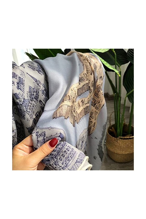 SISWIM Écharpe Chale Femme Écharpe carrée en Laine de Soie dautomne et dhiver de Luxe Écharpe Chaude à la Mode châle à Doub