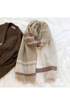 Écharpe géométrique assortie de couleur châle double usage Épaissie chaleur imitation cachemire longue écharpe bavoir femmes 