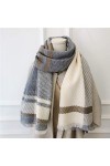 Écharpe géométrique assortie de couleur châle double usage Épaissie chaleur imitation cachemire longue écharpe bavoir femmes 