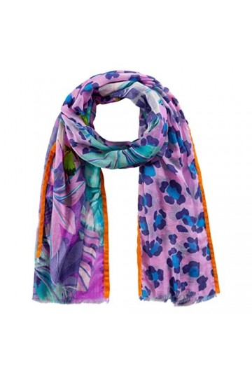 CODELLO Écharpe dété légère pour femme avec motif léo coloré, lilas, taille unique