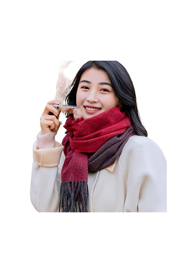 OVLAJ Echarpe Femme Cachemire Femmes Cachemire Écharpe Cachemire Enveloppe Châles Châles Hivernaux-Color 5,170X35Cm