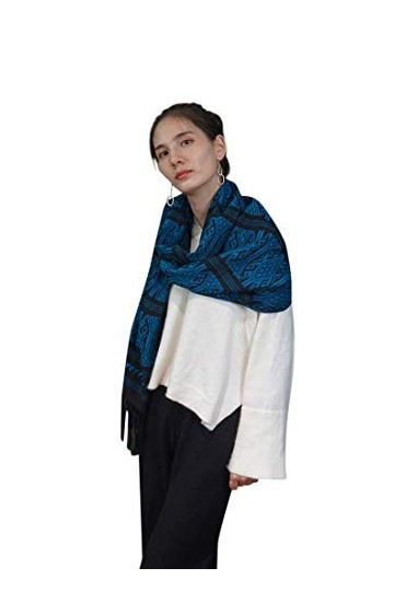 Interact China Echarpe femme éthnique 100% tissée à la main écharpe élégante réversible foulard long châle commerce équitable