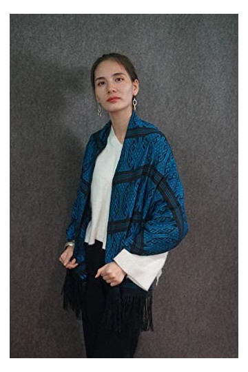 Interact China Echarpe femme éthnique 100% tissée à la main écharpe élégante réversible foulard long châle commerce équitable