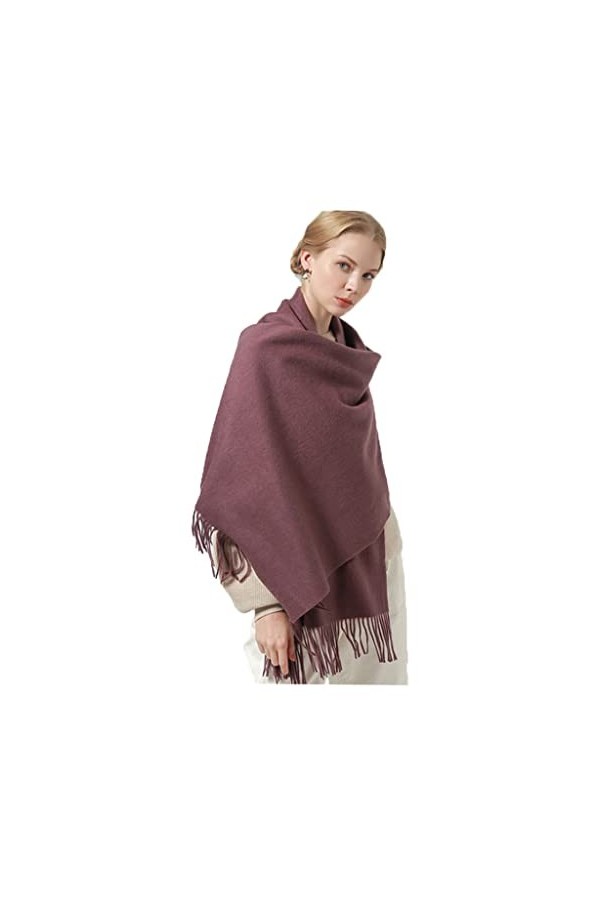 Tlilyy Écharpe en Laine Femmes châles et enveloppes Chauds pour Femmes écharpe de Couleur Unie de Luxe Longue écharpe Douce é