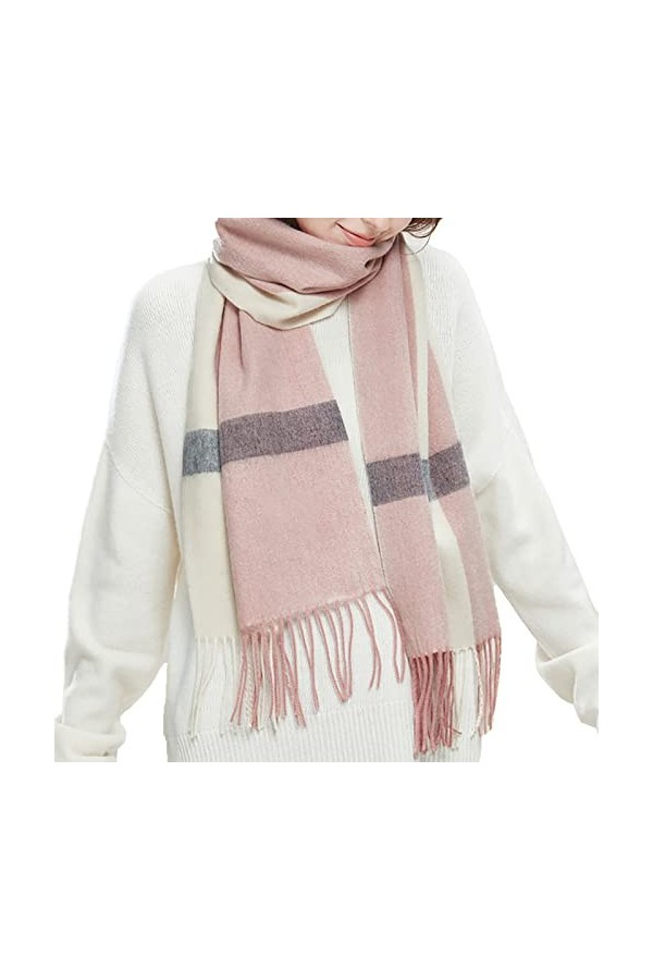 RAN Écharpe Femme avec Gland, Laine Pure Automne et Hiver épaissir Echarpe Chaude, Foulard Joli tricoté for Les Femmes Filles