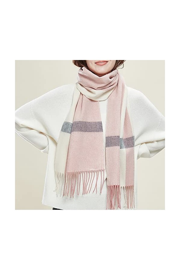 RAN Écharpe Femme avec Gland, Laine Pure Automne et Hiver épaissir Echarpe Chaude, Foulard Joli tricoté for Les Femmes Filles