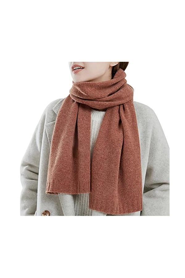 RAN Grande écharpe Douce en Tricot for Femmes, écharpe en Pure Laine Automne Hiver, écharpes Longues et Chaudes rétro épaisse