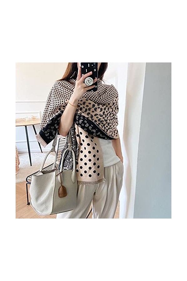 Samnuerly Écharpe Hiver Écharpe Femmes De Luxe Paisley Dot Imprimer Conception Chaude Pashmina Couverture Foulards Châle Wrap