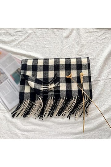 Samnuerly Écharpe à Carreaux Écharpe Chaude dhiver Tassel Châle Unisexe Femme Écharpe Enveloppée Écharpe dhiver Color : F,