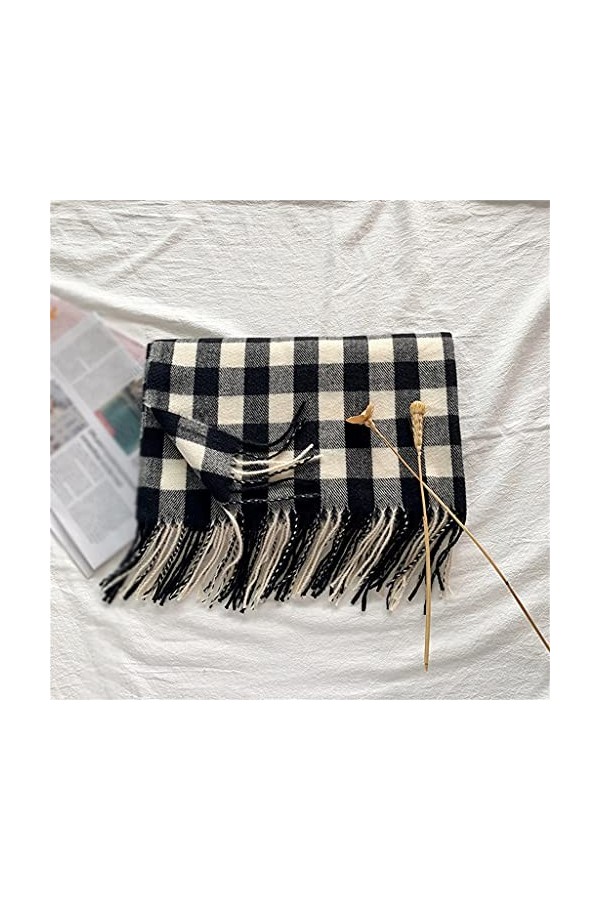 Samnuerly Écharpe à Carreaux Écharpe Chaude dhiver Tassel Châle Unisexe Femme Écharpe Enveloppée Écharpe dhiver Color : F,