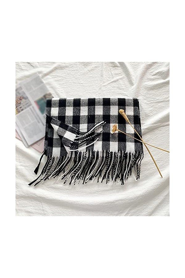 Samnuerly Écharpe à Carreaux Écharpe Chaude dhiver Tassel Châle Unisexe Femme Écharpe Enveloppée Écharpe dhiver Color : F,