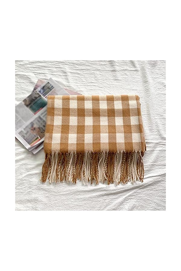Samnuerly Écharpe à Carreaux Écharpe Chaude dhiver Tassel Châle Unisexe Femme Écharpe Enveloppée Écharpe dhiver Color : F,