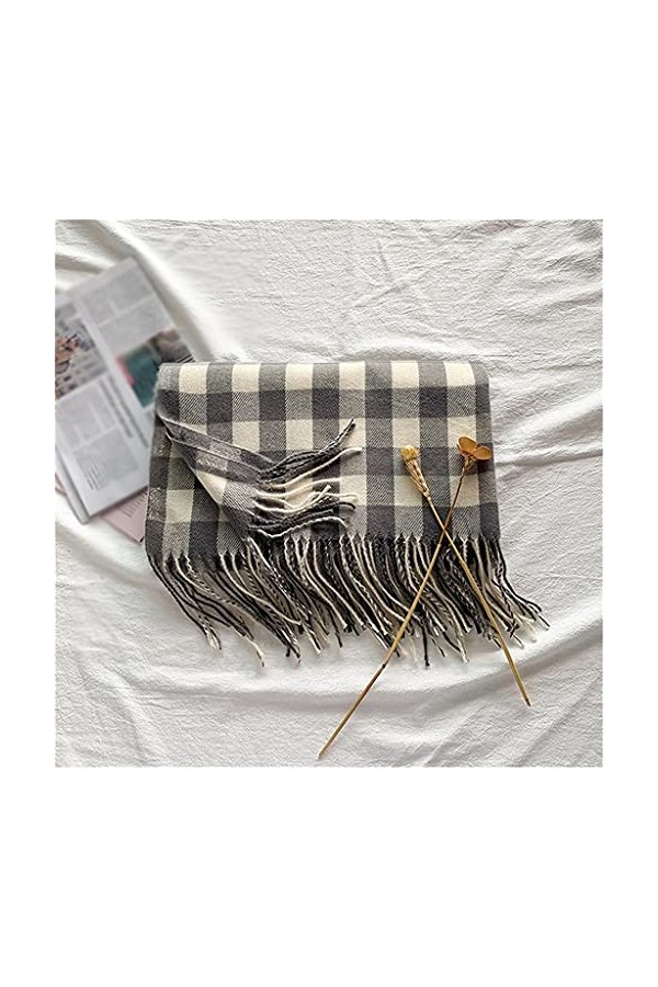 Samnuerly Écharpe à Carreaux Écharpe Chaude dhiver Tassel Châle Unisexe Femme Écharpe Enveloppée Écharpe dhiver Color : F,