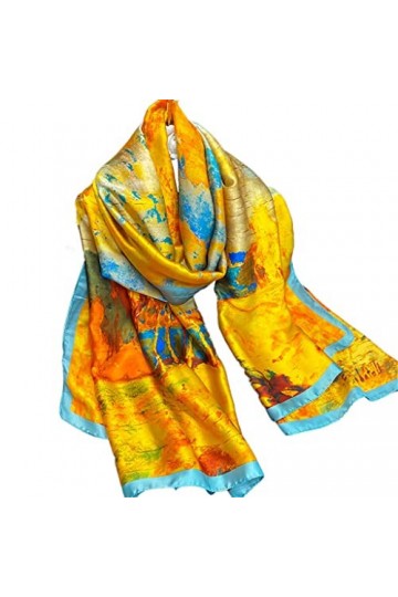 écharpe pour Femmes Impression écharpe en Soie Authentique écharpe en Soie émulée décoration en Soie climatisation écharpe Mu