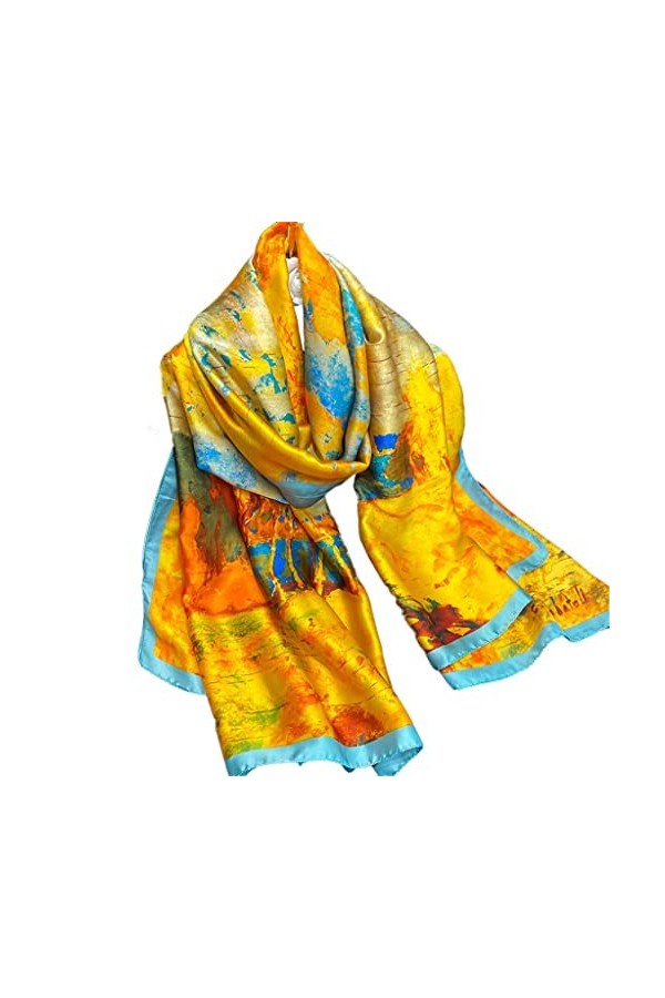 écharpe pour Femmes Impression écharpe en Soie Authentique écharpe en Soie émulée décoration en Soie climatisation écharpe Mu