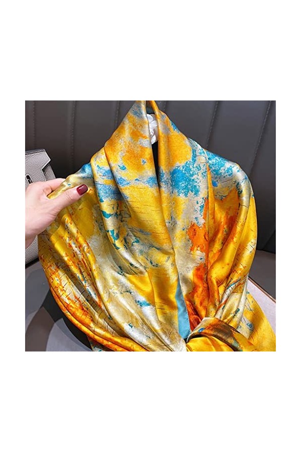 écharpe pour Femmes Impression écharpe en Soie Authentique écharpe en Soie émulée décoration en Soie climatisation écharpe Mu