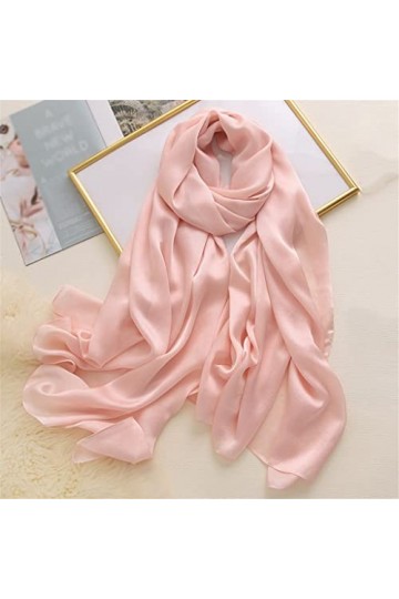 écharpe pour Femmes Rose Printemps Automne Soie Pure écharpe pour Femmes été climatiseur Chambre Long châle A, Taille Moyenn