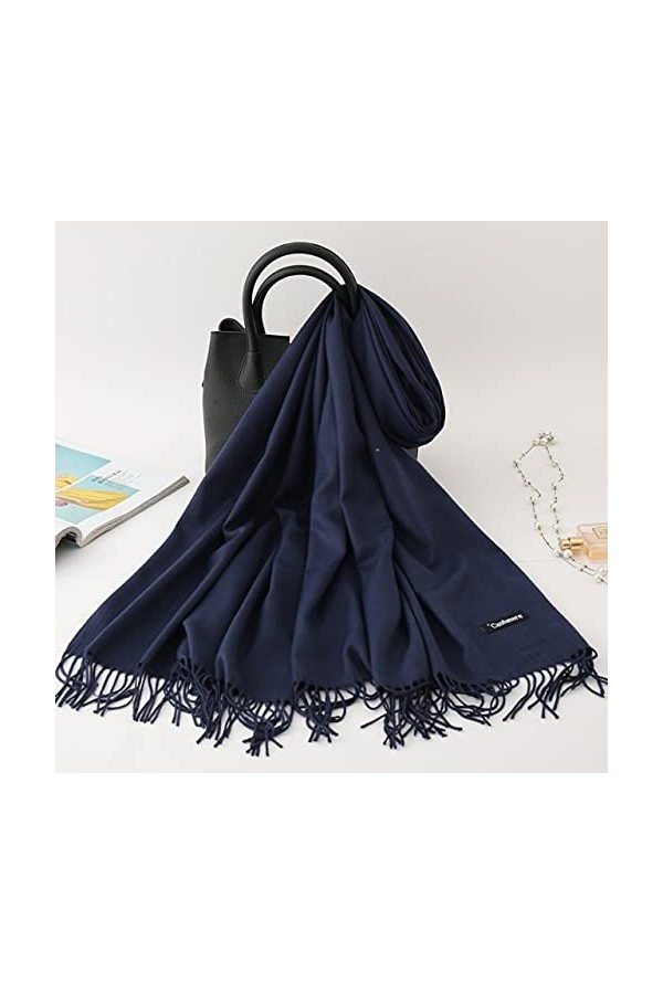 Samnuerly Écharpe Hiver Écharpe Solide Épais Femmes Écharpe Cou Chaud Turban Dames Châle Wrap Turban-260G-3